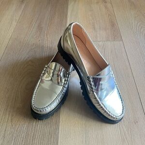 J. Crew Silver Loafers